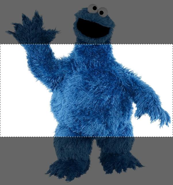 Cookie Monster receiving an unflattering auto-crop