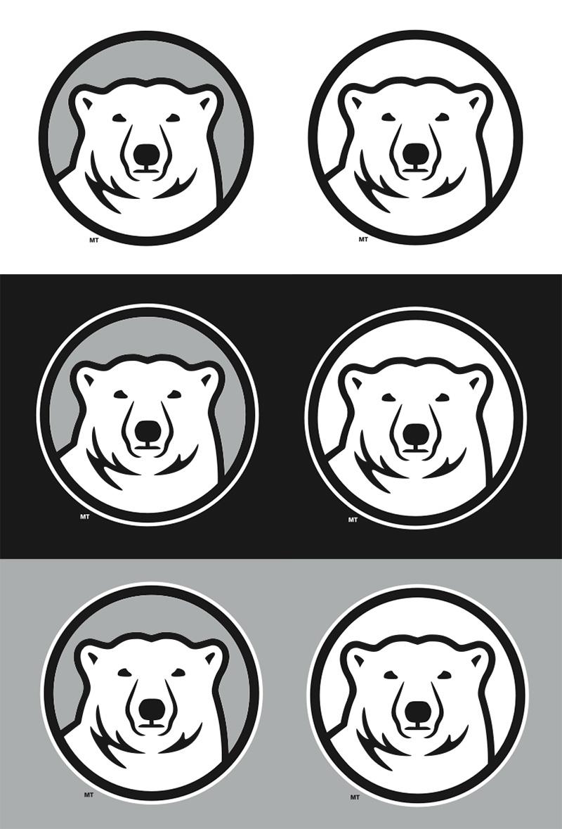 Polar Bear medallion on different background colors